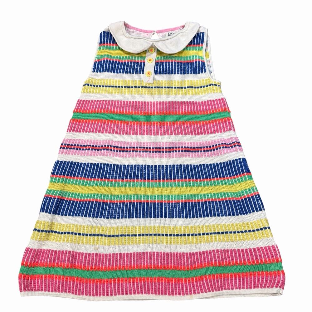 Mini Boden Striped Sleeveless Dress Knit Multicolor 5-6Y Peter Pan Collar*